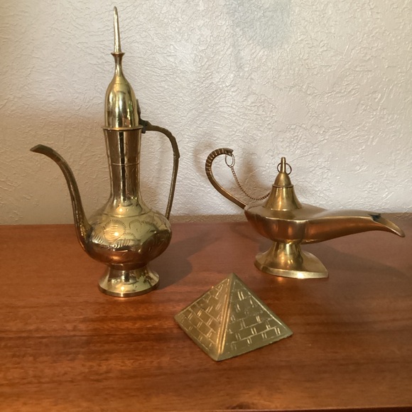 Brass Aftaba Arabian Pitcher Engraved Collectible Lidded Teapot VTG 1970s India - Picture 8 of 16